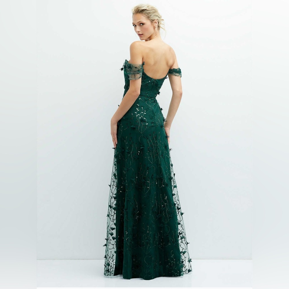 Alfred Sung Dessy Collection Off The Shoulder Aline 3D Floral Embroidered S-18 - Picture 2 of 6